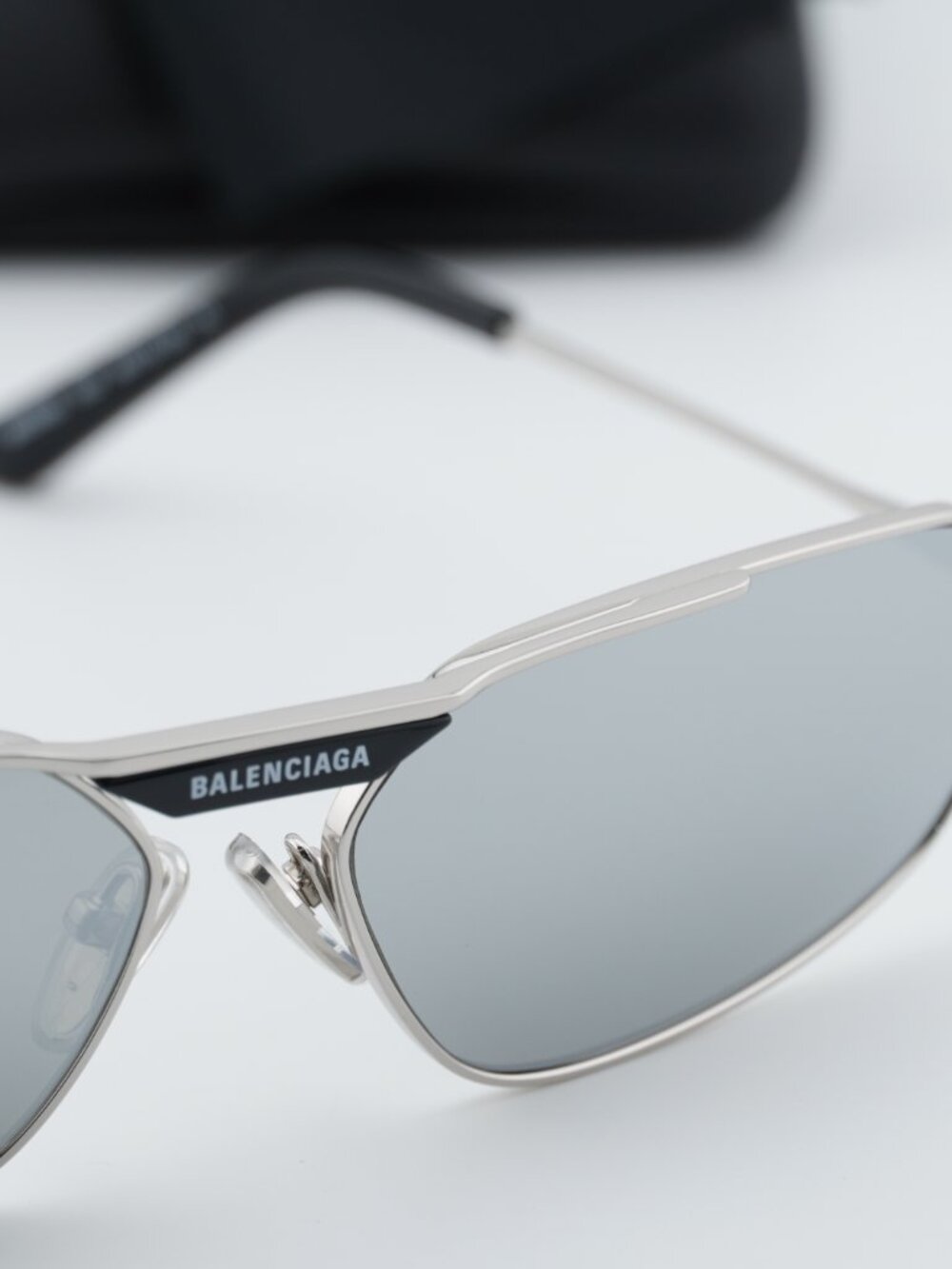 Balenciaga BB0245S 002 Unisex Geometric Sunglasses - Silver / Silver Mirror - Picture 12 of 12